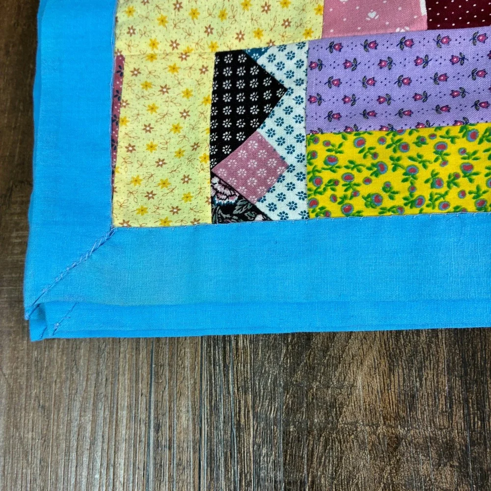 Handmade Quilted Patchwork Placemats Set of 6 Multicolor Floral Blue Farmhouse